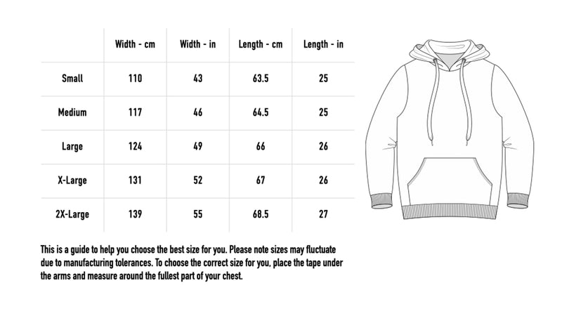 Size chart for Waiting For Your Love Black Hoodie