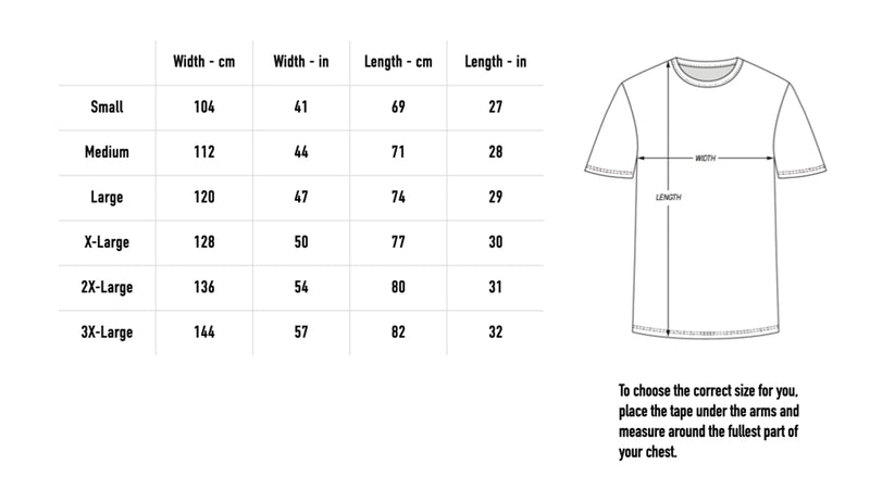 Size chart for Waiting For Your Love Black Tee